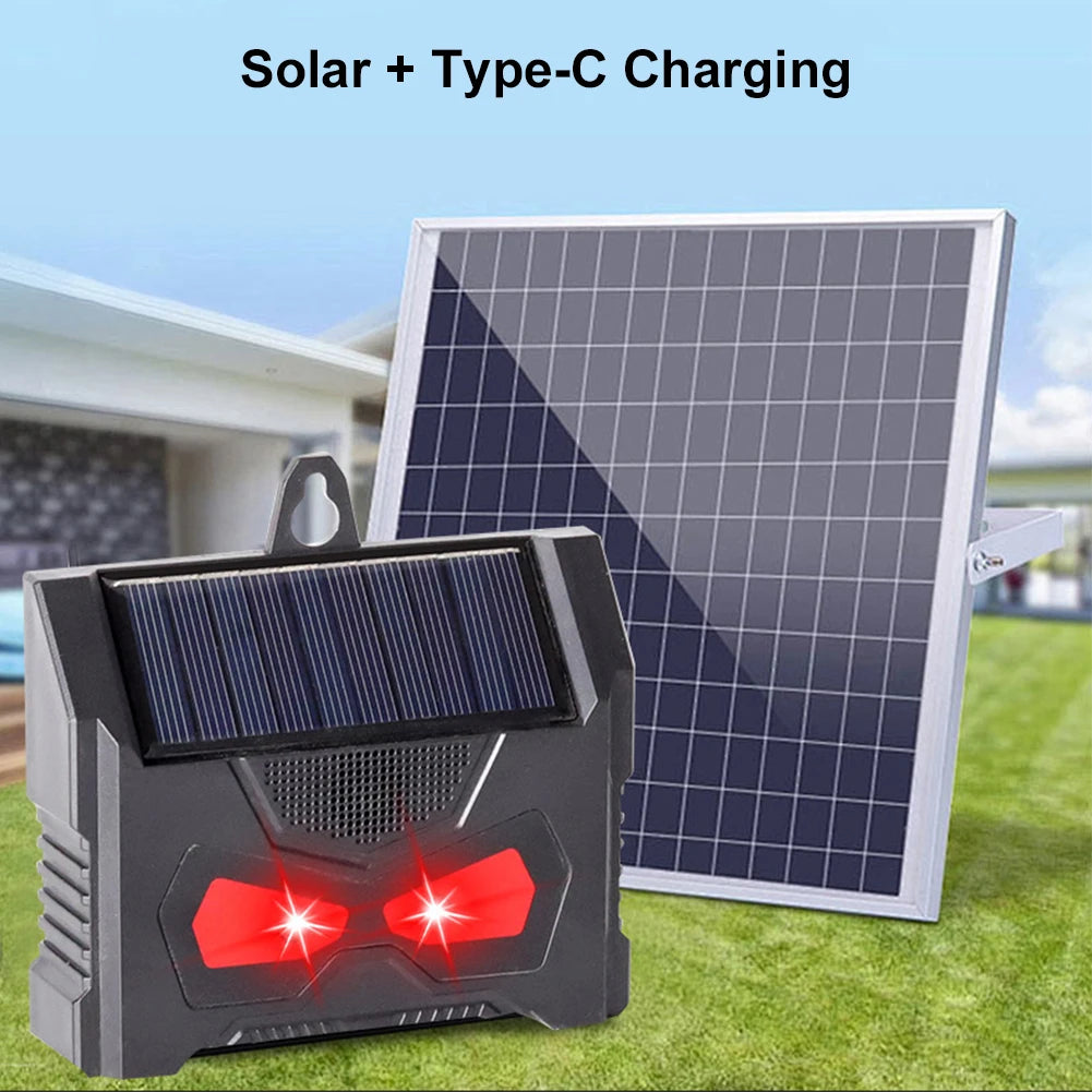 Solar Powered Ultrasonic Animal Repeller Solar Nocturnal Animal Repeller with LED Flashing Light Deer Skunk Raccoon Repellent