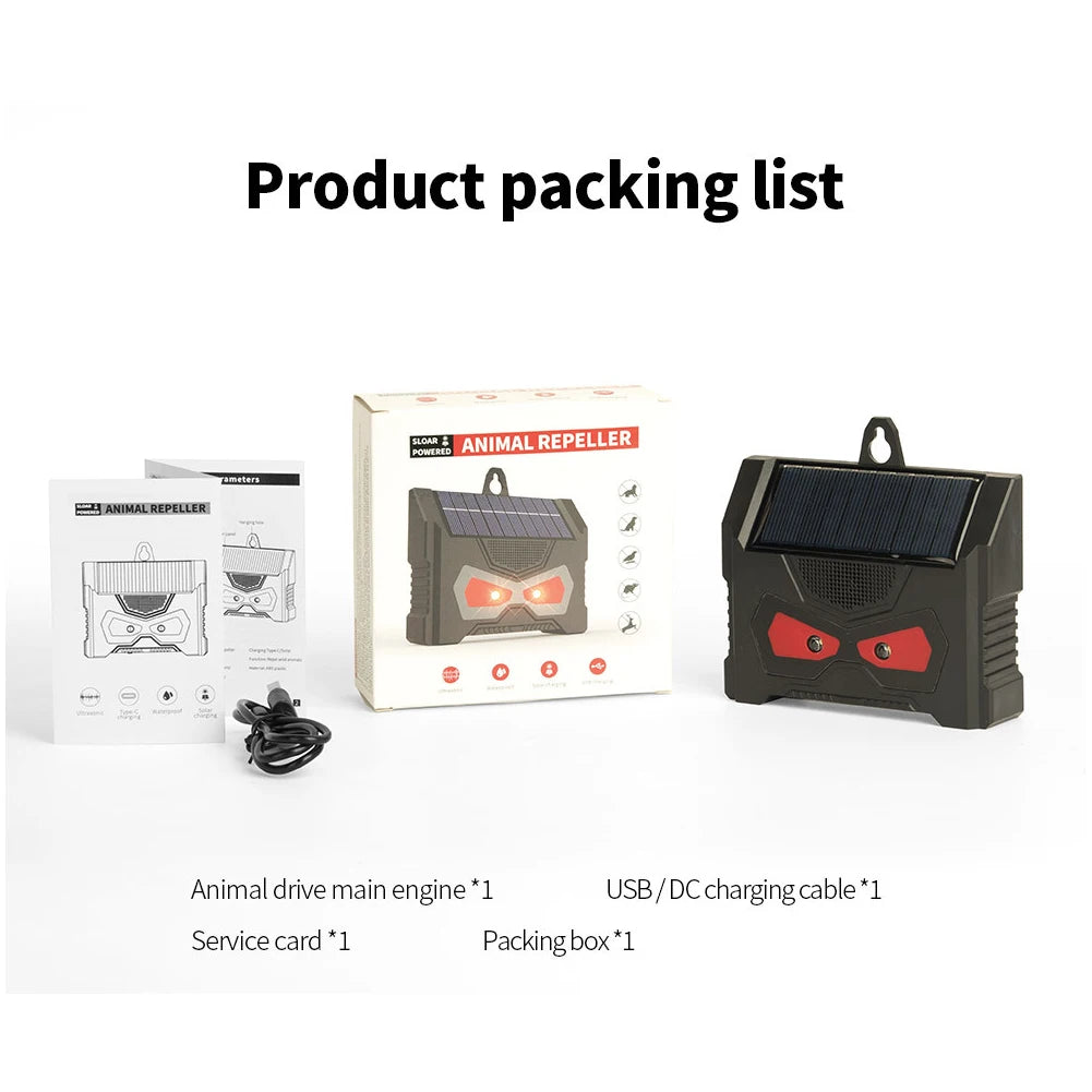 Solar Powered Ultrasonic Animal Repeller Solar Nocturnal Animal Repeller with LED Flashing Light Deer Skunk Raccoon Repellent